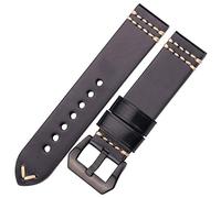 HNGM Cinturino Orologio 20mm 22mm 24mm cinturino in pelle cinturino nero marrone blu giallo signore uomini accessori per uomo (Band Color : Black Black Buckle)