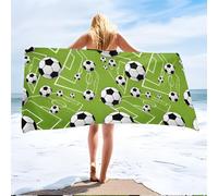HNHDDZ Blu Verde Calcio Teli Mare XXL Adulto Coperta Uomo Bambini Ragazzi Adolescenti Microfibra Grande Calcio 3D Asciugatura Rapida Asciugamano da Bagno con Sedia da Spiaggia (Stile 2,80x160 cm)