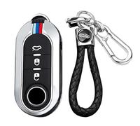 HNHPY Custodia Chiave Macchina per Fiat Ducato 500 500L Panda Grande Punto Lancia Musa, Copri Chiavi Cover Copri Chiave Telecomando Guscio Portachiavi Ricambi,3c-Argent