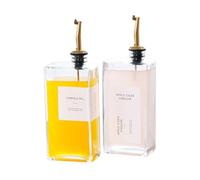 Hniuyun 2 bottiglie per olio da cucina, 500 ml, dispenser in vetro per olio d'oliva, aceto e sciroppo di caffè, con beccucci antigoccia, etichette impermeabili e imbuto in silicone, colore: oro