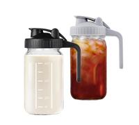Hniuyun Confezione da 2 brocche per latte, 907 g, ermetiche, in vetro, a bocca larga, con coperchio per versare latte materno, tè freddo, caffè freddo, succhi (nero e grigio)
