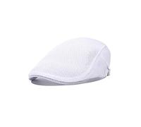 HNJKJEU Berretto Piatto Baschi Traspirante Uomo, Berretto Piatto da Uomo Estate Bascho Scozzese Traspirante Berretto Strillone Newsboy Cappello Gatsby Regolabile55-60 cm (Bianco)