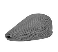 HNJKJEU Berretto Piatto Baschi Traspirante Uomo, Berretto Piatto da Uomo Estate Bascho Scozzese Traspirante Berretto Strillone Newsboy Cappello Gatsby Regolabile55-60 cm (Grigio Scuro)