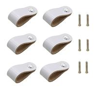 HNJKJEU Maniglie di Cuoio, 6 pezzi Maniglie per Porta di Mobili In pelle Maniglia Creativa Moderni in Pelle per Porta dell'armadio, Cassetto, Maniglie delle Porte, Viti incluse, Grigio