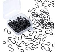 HNJUSR 100 Pezzi Mini S Ganci di 304 Acciaio Inossidabile,connettori Piccoli in Metallo a Forma di S,con Scatola,per Gioielli Pendenti Craft Fai da Te, Gioielli da Appendere,1.0 * 14MM,Nero