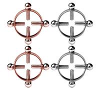 HNJUSR 4 Pezzi Finto Piercing Capezzolo in Acciaio Inossidabile Non Forato Anello per Piercing al Capezzolo Goielli in Argento Oro