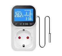 HNJXNAHMN Presa di Corrente con regolatore di Temperatura Digitale, termostato con Timer, sonda, Interruttore di Riscaldamento e Raffreddamento, 16 A, retroilluminazione, Spina UE(Blue)