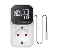 HNJXNAHMN Sensore di Controllo della Temperatura Digitale, Presa termostato Multifunzione 16A con Timer, Spina UE, Interruttore di Riscaldamento e Raffreddamento(Black)