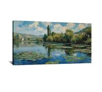 HNKDKJ Claude Monet Poster Moderni Ninfee Stampato Dipinto Arte della Parete Paesaggio Marino Claude Monet Stampe su Tela Wall Art 70x140cm/28x55 pollici-Cornice interna