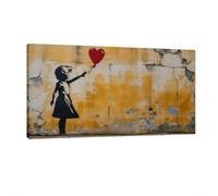 HNKDKJ Graffiti Wall Art Canvas Stampe Banksy Ragazza con Palloncino Rosso Nostalgia Immagini incorniciate Decorazioni Giclée 50x102 cm/20x40 pollici-Cornice interna