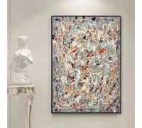 HNKDKJ Jackson Pollock Astratto Tela Arte Pittura Stampe Decorative da Parete per Soggiorno Moderno Minimalista Decorazione per la Casa 100x175cm/39x69inch -con-Nero-Cornice