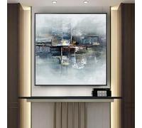 HNKDKJ Quadro moderno su tela con paesaggio urbano astratto, OPaintings per la decorazione contemporanea della casa, dell'hotel, del ristorante (25x25 cm/10x10 pollici/-con cornice nera)