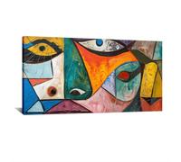 HNKDKJ Quadro su Tela Picasso Astratta per Camera da Letto Linea di Volti di Donna Colorati Stampe d'Arte Decorazione da Parete Minimalista per Soggiorno 30x60cm/12x24 Pollici-Cornice Interna