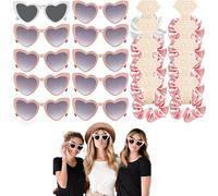 HNLMZ Bride Occhiali a Forma di Cuore,10 Cuore Occhiali e 10 Braccialetti da Sposa in Team,Occhiali per Addio al Nubilato per Feste di Compleanno, Matrimoni, Addii al Nubilato(Rosa)
