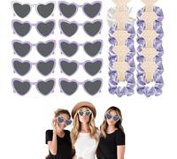 HNLMZ Bride Occhiali a Forma di Cuore,10 Cuore Occhiali e 10 Braccialetti da Sposa in Team,Occhiali per Addio al Nubilato per Feste di Compleanno, Matrimoni, Addii al Nubilato(Lilla)