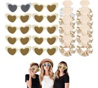 HNLMZ Bride Occhiali a Forma di Cuore,10 Cuore Occhiali e 10 Braccialetti da Sposa in Team,Occhiali per Addio al Nubilato per Feste di Compleanno, Matrimoni, Addii al Nubilato(Beige)