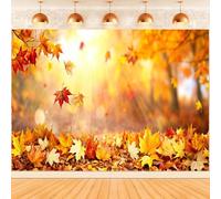 Hnmdmyi 1.5x1.2m Sfondo Autunno Foresta Scenario Foglie d'acero Fotografia Sfondo di Compleanno Baby Shower Giorno del Ringraziamento Harvest Decorazioni del partito Banner Photo Booth Props