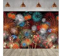 Hnmdmyi 1.5x1.2m Sfondo Felice Anno Nuovo Scintillante colorato Fuochi d'artificio Fotografia Sfondo Capodanno Decorazioni del partito Banner Photo Booth Props