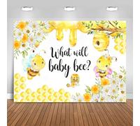 Hnmdmyi 1.5x1.2m Sfondo gender reveal ape a nido d'ape girasole che cosa sarà ape bambino fotografia sfondo rivelazione di genere Baby Shower Party decorazioni Banner Photo Booth Props