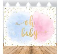 Hnmdmyi 1.5x1.2m Sfondo gender reveal Oh Baby Blu Rosa acquerello Splash Oro Glitter Fotografia sfondo Rivelazione di genere Baby Shower Party Decorazioni Banner Photo Booth Props