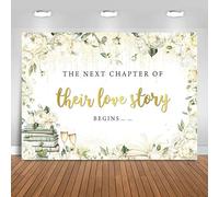 Hnmdmyi 1.5x1.2m Sfondo matrimonio bianco floreale Il prossimo capitolo della loro storia d'amore inizia Sfondo fotografico Doccia nuziale Decorazioni per la festa di fidanzamento Photo Booth Props