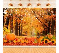 Hnmdmyi 1.8x1.2m Sfondo Autunno Foresta Zucca Foglie d'acero Girasole Scenario naturale Fotografia di sfondo di Compleanno Baby Shower Giorno del Ringraziamento Decorazioni del partito Banner