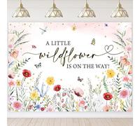Hnmdmyi 2.1x1.5m Sfondo Baby Shower Un piccolo fiore selvatico è in arrivo Sfondo fotografico floreale con farfalle acquerellate Decorazioni per feste di benvenuto al neonato Banner Photo Booth Props
