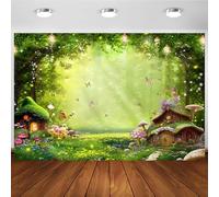 Hnmdmyi 2.1x1.5m Sfondo foresta incantata Giardino magico foresta fantasia paese delle meraviglie fungo farfalla bosco fotografia sfondo ragazze principessa compleanno decorazioni Photo Booth Props