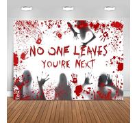 Hnmdmyi 2.1x1.5m Sfondo Halloween Horror sanguinosa impronta della mano nessuno lascia fotografia sfondo bambini adulti famiglia Halloween Party decorazioni Banner Photo Booth Props