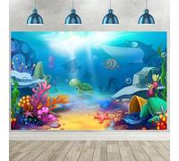 Hnmdmyi 2.1x1.5m Sfondo sotto il mare cartone animato mondo subacqueo barriera corallina colorato pesci tropicali tartarughe fotografia sfondo Baby Shower Kids Birthday Party decorazioni