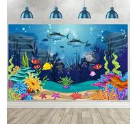 Hnmdmyi 2.1x1.5m Sfondo sotto il mare marino barriera corallina pesci tropicali sole sfondo fotografico mondo sottomarino tema Baby Shower bambini compleanno decorazioni festa Banner Photo Booth Props