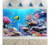 Hnmdmyi 2.1x1.5m Sfondo sotto il mare mondo sottomarino colorato corallo marino pesci tropicali acquario fotografia sfondo Baby Shower bambini compleanno decorazioni festa Banner Photo Booth Props