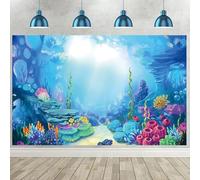 Hnmdmyi 2.1x1.5m Sfondo sotto il mare mondo subacqueo blu oceano colorato marino corallo acquario fotografia sfondo Baby Shower bambini decorazioni di festa di compleanno Banner Photo Booth Props