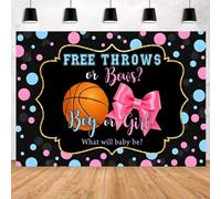 Hnmdmyi 2.4x1.8m Sfondo gender reveal gratuito o archi Ragazzo o ragazza Blu e rosa puntini Fotografia sfondo Rivelazione di genere Baby Shower Party Decorazioni Banner Photo Booth Props