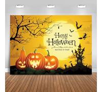 Hnmdmyi 2.4x1.8m Sfondo Halloween Horror Luna Notte Zucca Lanterna Haunted House Bat Fotografia Sfondo Bambini Adulti Famiglia Halloween Party Decorazioni Banner Photo Booth Props