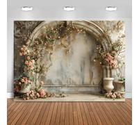 Hnmdmyi 2.4x1.8m Sfondo matrimonio Rosa fiore retrò edificio medievale sfondo fotografico doccia nuziale fidanzamento matrimonio decorazioni Banner Photo Booth Props
