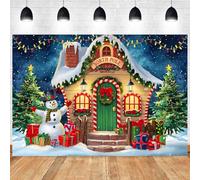 Hnmdmyi 2.4x1.8m Sfondo Natale Polo Nord Neve Notte Albero di Natale Inverno Pupazzo di neve Fotografia Sfondo Famiglia Bambini Vacanza Capodanno Decorazioni del partito Banner Photo Booth Props