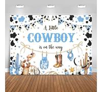 Hnmdmyi 3.6x3m Sfondo Baby Shower blu Un piccolo cowboy sta per arrivare Wild West Rodeo western Paese delle mucche Sfondo fotografico Decorazioni per feste di benvenuto al neonato Photo Booth Props