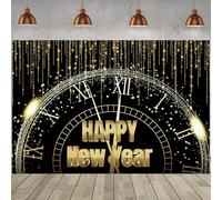 Hnmdmyi 3x2.4m Sfondo Felice Anno Nuovo Countdown Clock Glitter oro Fotografia Sfondo Capodanno Decorazioni del partito Banner Photo Booth Props
