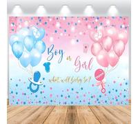 Hnmdmyi 3x2.4m Sfondo gender reveal ragazzo o ragazza blu e rosa stelle palloncini sfondo fotografico Rivelazione di genere Baby Shower Party Decorazioni banner Photo Booth Props