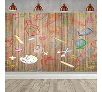 Hnmdmyi 3x2m Sfondo Back to School Vintage muro di legno dipinto a mano matite casa libri fotografia sfondo scuola materna aula Back to School Party decorazioni banner Photo Booth Props