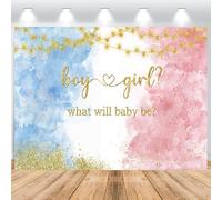 Hnmdmyi 3x2m Sfondo gender reveal ragazzo o ragazza Che cosa sarà il bambino acquerello blu e rosa punti oro Fotografia sfondo Rivelazione di genere Baby Shower Party Decorazioni Photo Booth Props