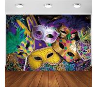 Hnmdmyi 3x2m Sfondo Mardi Gras Masquerade Party Maschera colorata perline Fotografia sfondo Mardi Gras Carnevale Dress-up Party Decorazioni Banner Photo Booth Props