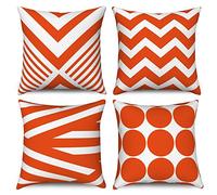 Hnmdmyi Copricuscino arancione 40x40 set di 4, moderno astratto modello geometrico decorativo cuscino copre lino quadrato cuscino caso per divano letto giardino all'aperto Home Decor