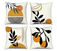 Hnmdmyi Copricuscino Boho 50x50 Set di 4, Foglie astratte Pianta Sole Arcobaleno Copricuscino decorativo Geometrico Minimalista Arte Moderna Estetica Federa per Divano Letto Home Decor