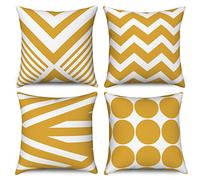 Hnmdmyi Copricuscino giallo 40x40 set di 4, moderno astratto modello geometrico decorativo cuscino copre lino quadrato cuscino caso per divano letto giardino all'aperto Home Decor