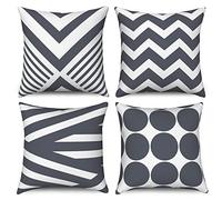 Hnmdmyi Copricuscino grigio 45x45 set di 4, moderno astratto modello geometrico decorativo cuscino copre lino quadrato cuscino caso per divano letto giardino all'aperto Home Decor