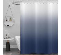 Hnmdmyi Tenda da doccia blu navy 150x180, Tende da doccia blu e bianche Ombre Elegante moderna tenda da bagno di lusso impermeabile in poliestere tessuto lavabile per il bagno con ganci