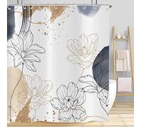 Hnmdmyi Tenda da doccia Boho 180x200, fiori astratti tende da doccia metà secolo moderno geometrico minimalista estetico arte tenda da bagno impermeabile poliestere tessuto lavabile tenda da bagno
