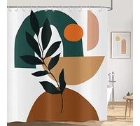 Hnmdmyi Tenda da doccia Boho 90x180, Metà secolo Astratto Terracotta Estetica Pianta Eucalipto Sole Tenda da bagno Moderna Minimalista Arte Geometrica Impermeabile Tessuto Lavabile Tenda da Bagno